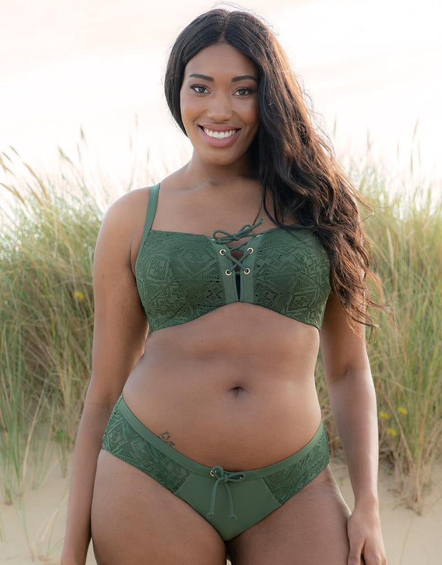 Curvy Kate Rush Padded Plunge Bikini Top Olive