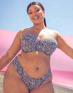 Curvy Kate Sundown Bandeau Strapless Multiway Bikini Top Black Print