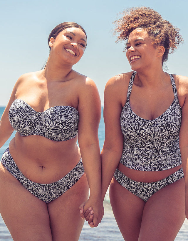 Curvy Kate Sundown Plunge Tankini Multiway Top Black Print