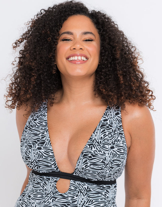 Curvy Kate Sundown Reversible Non-Wired Multiway Swimsuit Black Print