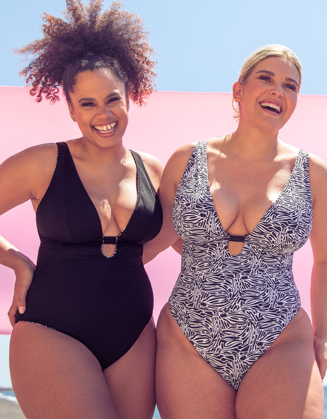 Curvy Kate Sundown Reversible Non-Wired Multiway Swimsuit Black Print