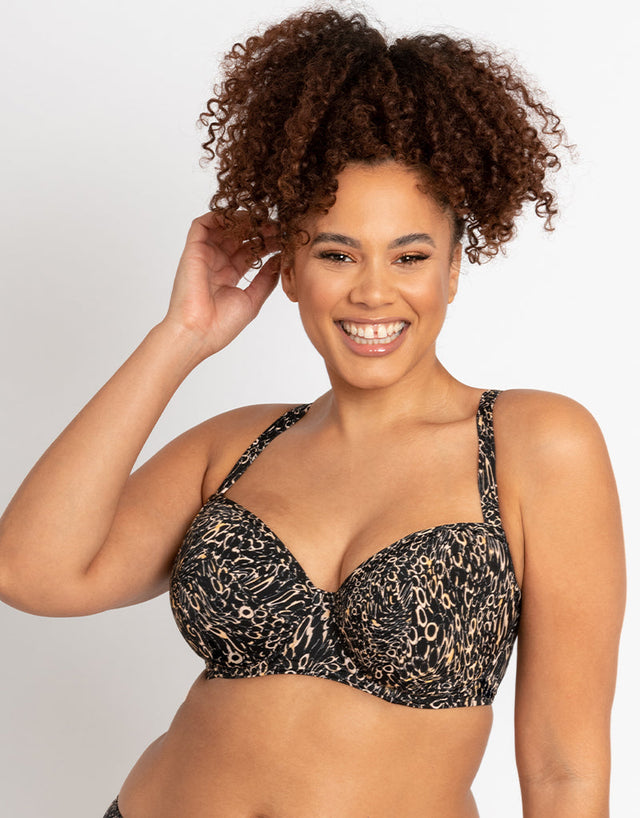 Curvy Kate Eclipso Padded Balcony Bikini Multiway Top Print Mix