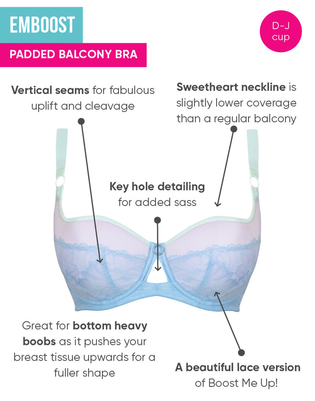 Curvy Kate Emboost Padded Balcony Bra Blue/Lilac