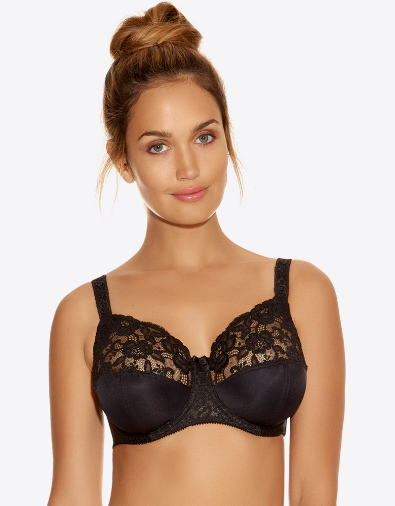 Buy DD-GG Black Recycled Lace Comfort Full Cup Bra 34F, Bras