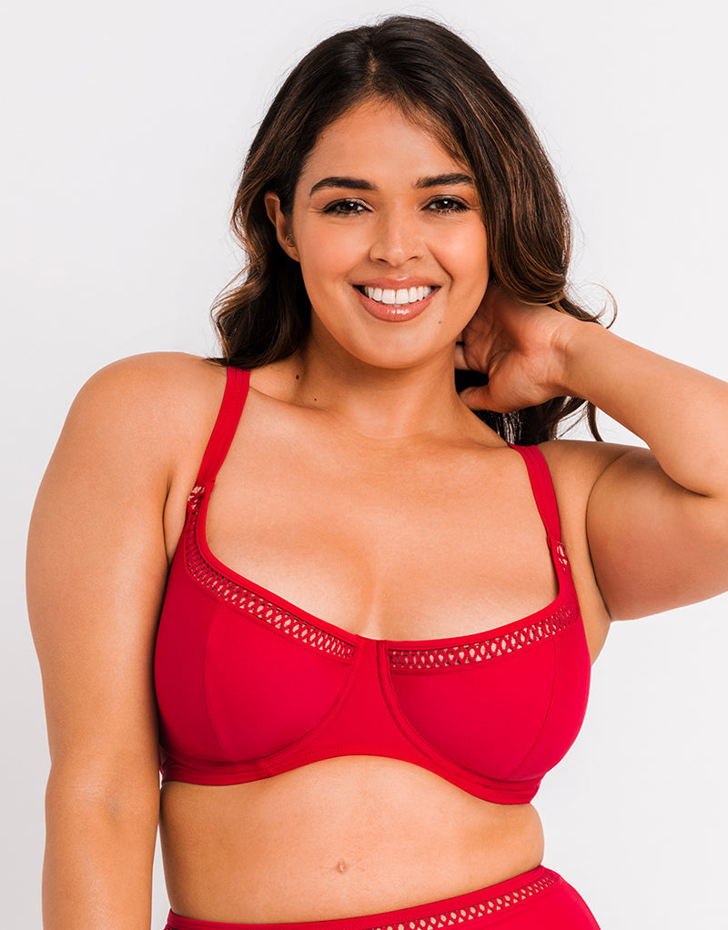 Curvy Kate First Class Multiway Balcony Bikini Top Red