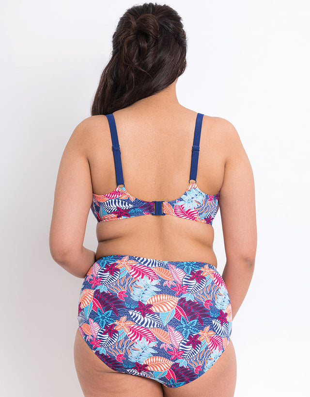 Flirtelle Antigua Reef Padded Balcony Bikini Top Navy Print