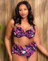 Flirtelle Hawaii Sands Padded Balcony Bikini Top Navy Print