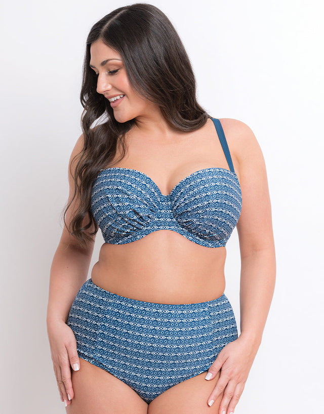Flirtelle Malibu Marina High Waist Bikini Brief Navy Print