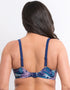Flirtelle Palm Bay Padded Balcony Bikini Top Navy Print