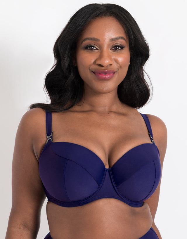 Flirtelle Verona Beach Padded Balcony Bikini Top Navy