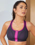 Pour Moi Energy Elevate Zip Front Sports Bra Grey/Orchid
