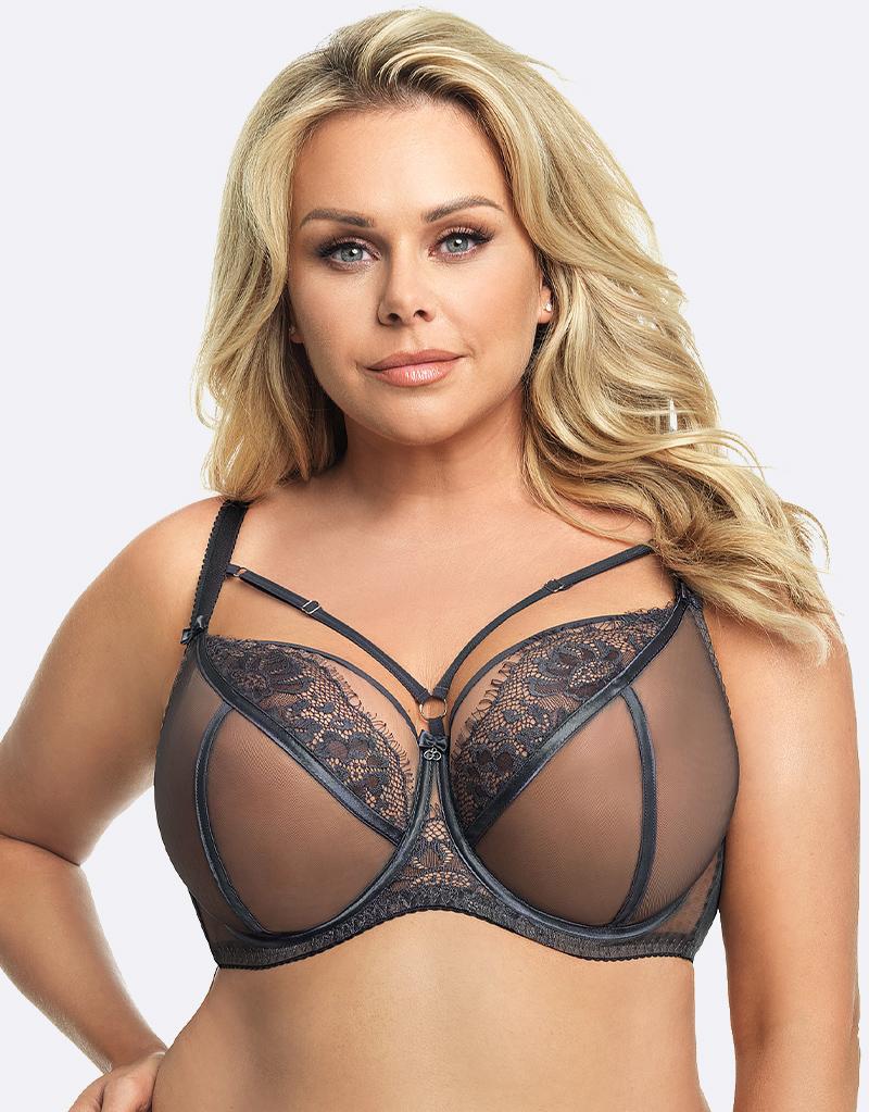 Sexy and Supportive Plus Size Bra for Large Busts, Gorsenia, Size: 32J -  44F, Color: Beige