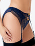 Gossard Superboost Lace Suspender Midnight Blue/Gold