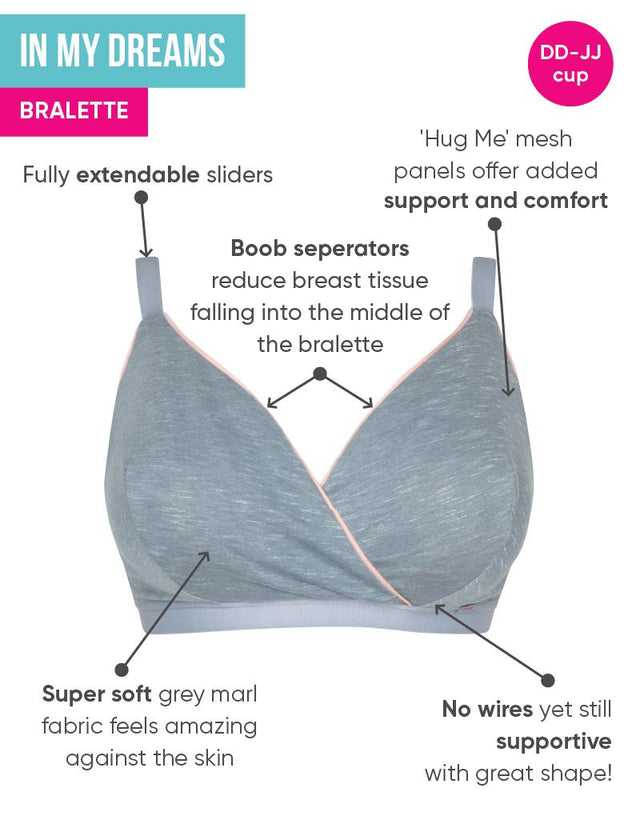 Curvy Kate In My Dreams Non-Wired Bralette Grey/Peach