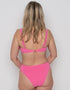 Ivory Rose Scrunch High Apex Bikini Top Bright Pink