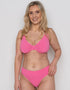 Ivory Rose Scrunch High Apex Bikini Top Bright Pink