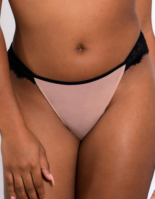 Curvy Kate Lifestyle Lace Brazilian Brief Latte/Black