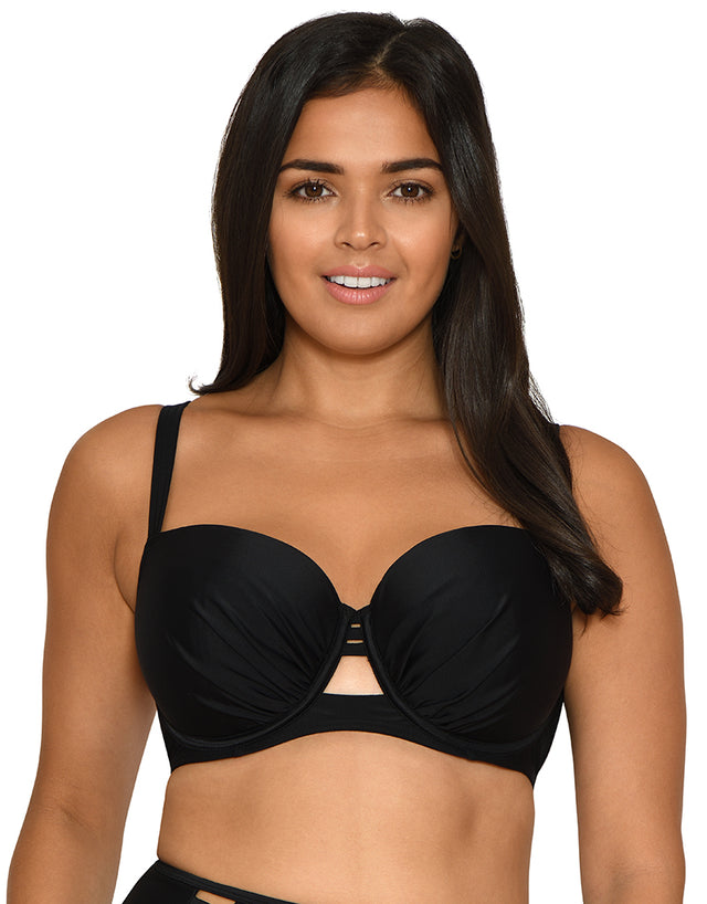 Curvy Kate Maya Padded Balcony Bikini Top Black