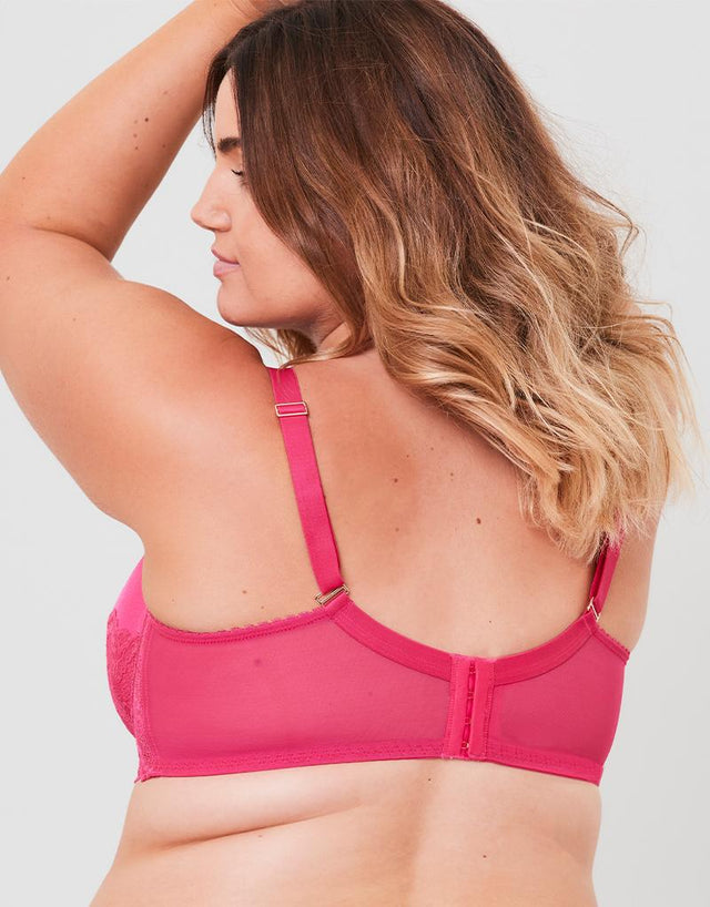 Oola Fan Lace Half Cup Bra Bright Pink