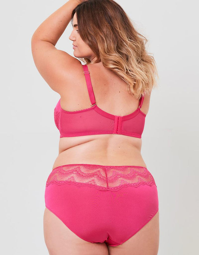 Oola Fan Lace Half Cup Bra Bright Pink