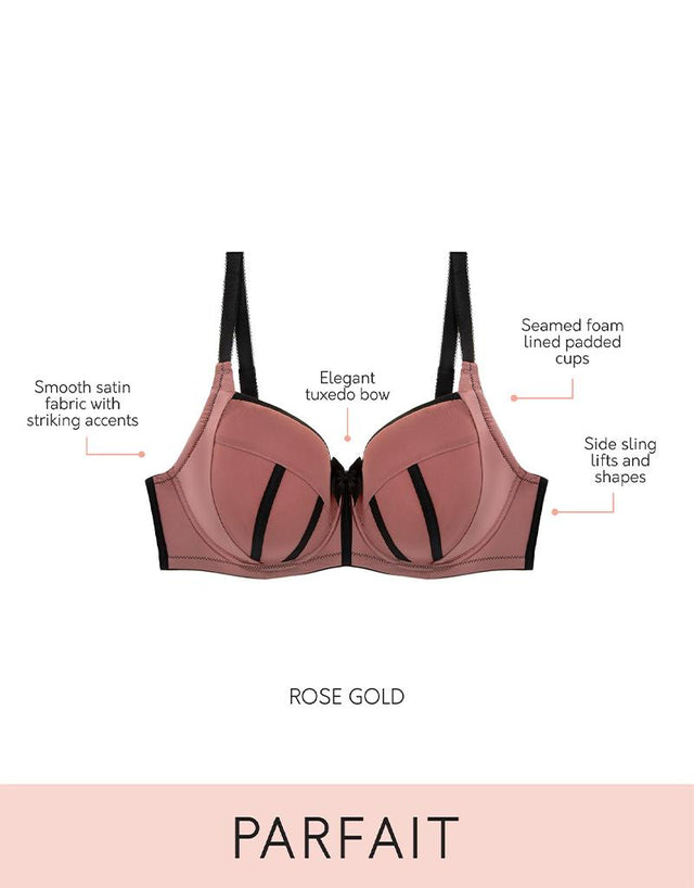 Parfait Charlotte Padded Balconette Bra Rose Gold/Black