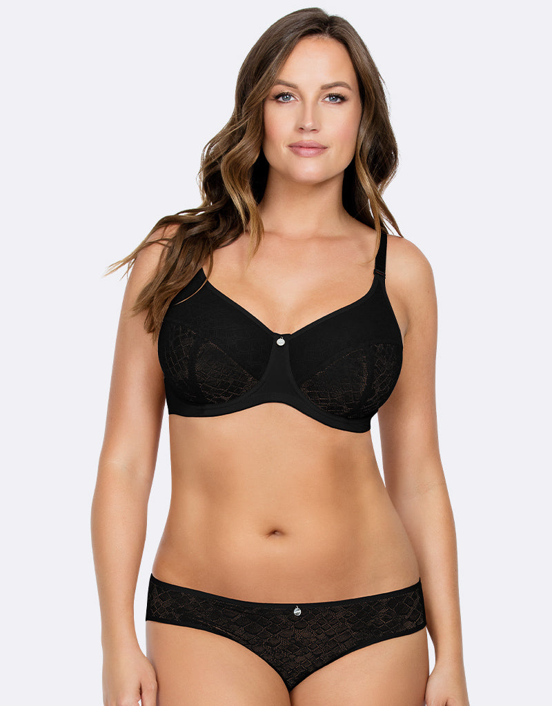 Average Size Figure Types in 32D Bra Size D Cup Sizes Black Pure Feeling by  Conturelle Seamless Bras