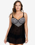 Parfait Lulu Unlined Babydoll with G-String Black/Pewter