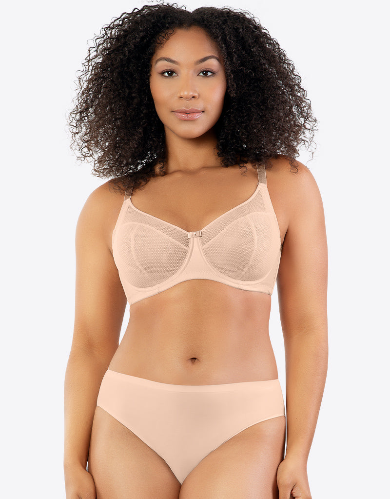 AVENUE | Women's Plus Size Lace Balconette Bra - beige- 48DD