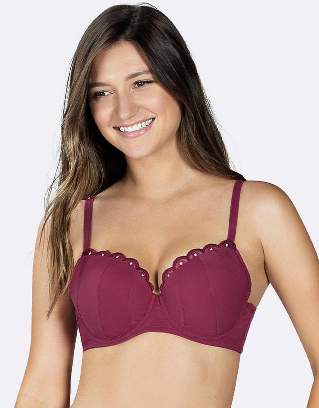 Parfait Paris Padded Plunge Bra Deep Cherry