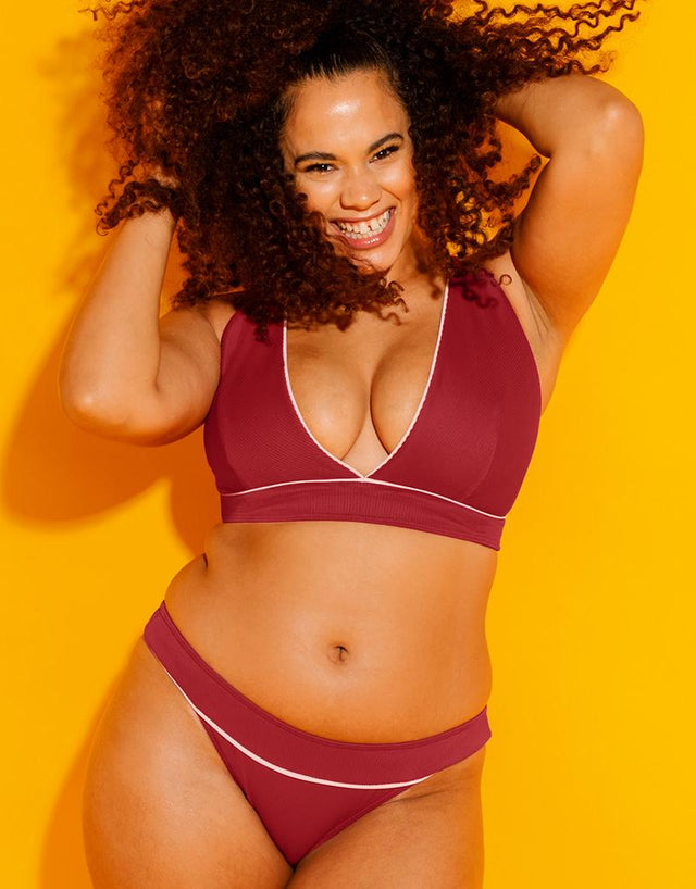 Curvy Kate Poolside Non Wired Triangle Bikini Top Pink/Red