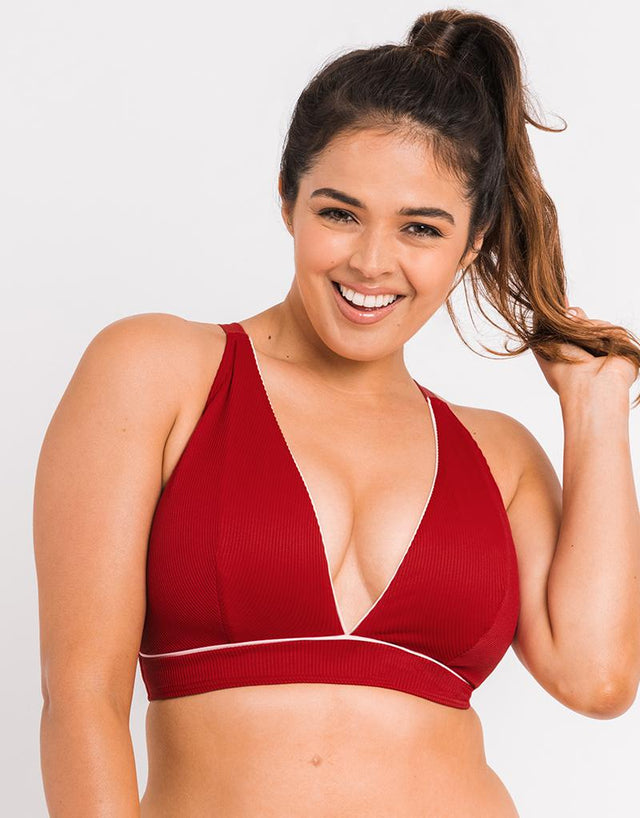 Curvy Kate Poolside Non Wired Triangle Bikini Top Pink/Red