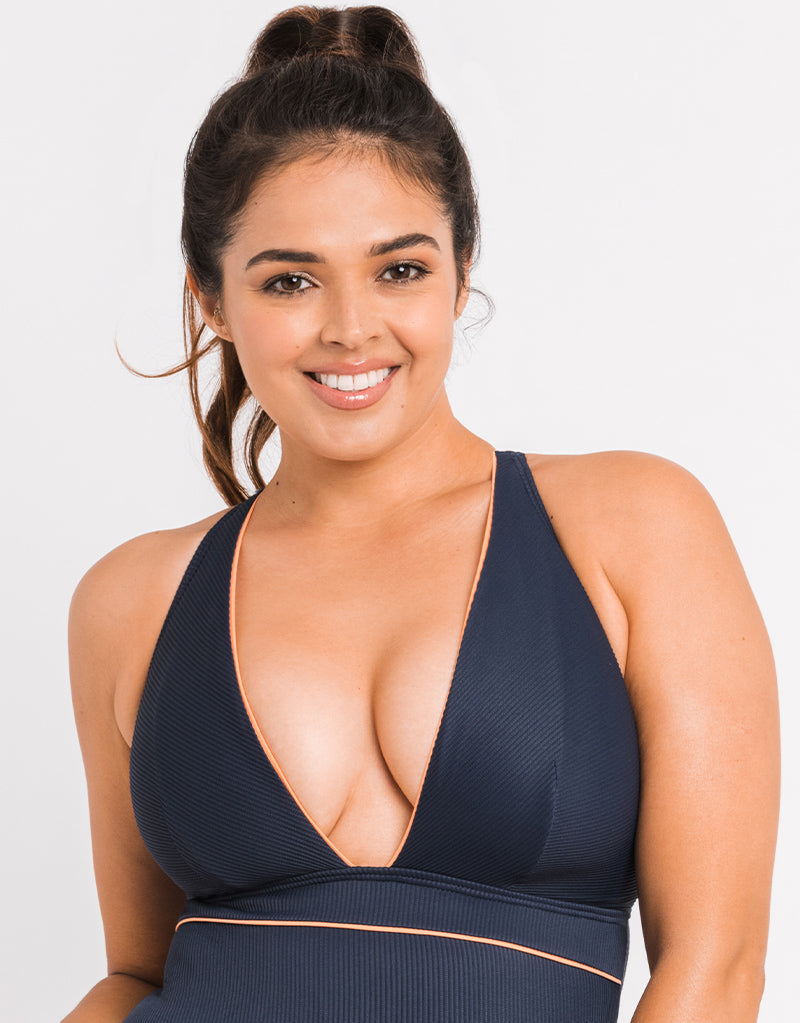 Curvy Kate Poolside Non Wired Swimsuit Navy-- 34H/HH