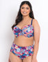 Flirtelle Antigua Reef Padded Balcony Bikini Top Navy Print