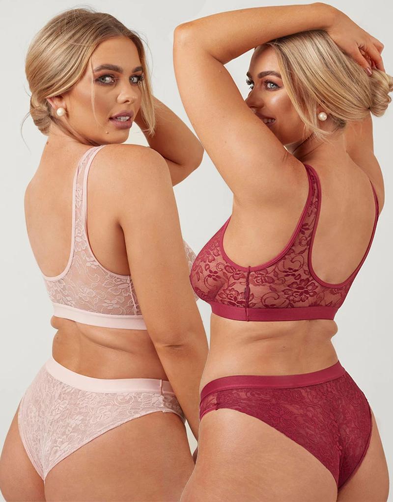 So Salty Bralette With Matching Briefs - Curvy - Queen Size (46 - 52) -  Rouge 