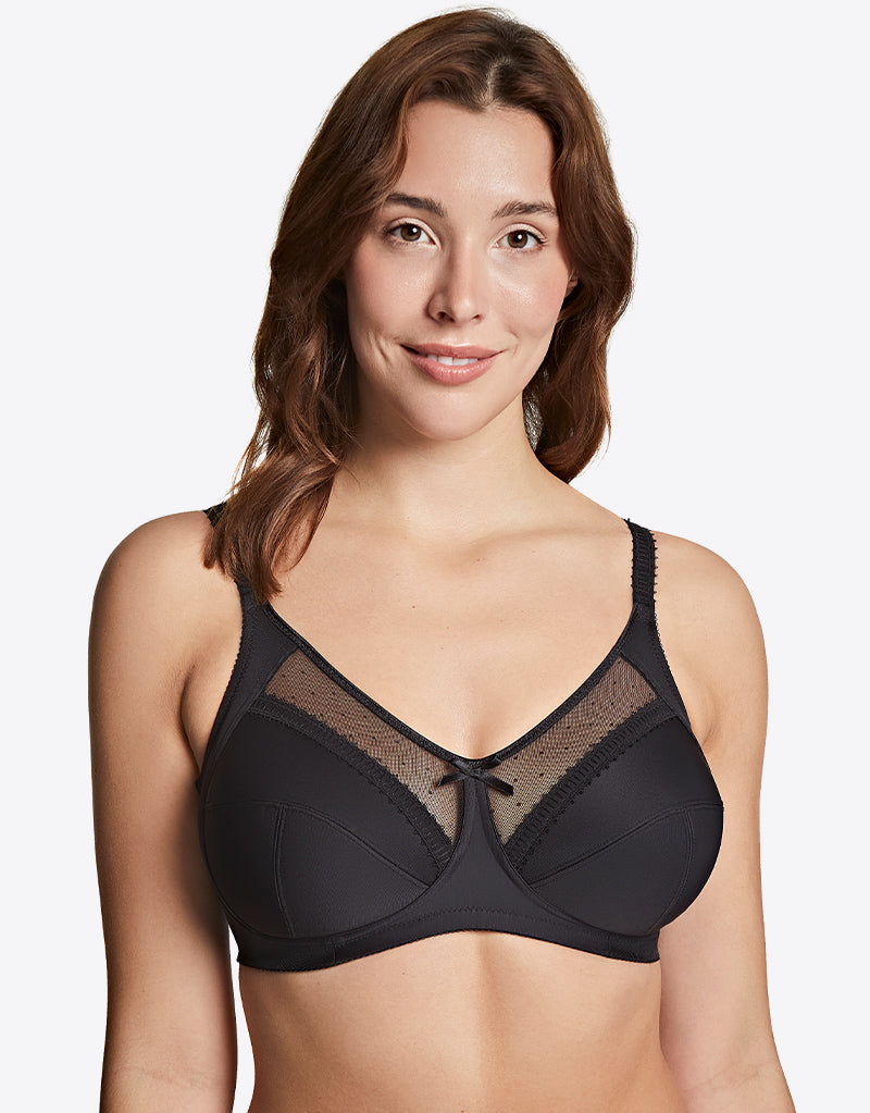 Buy DD-GG Black Recycled Lace Comfort Full Cup Bra 40F, Bras