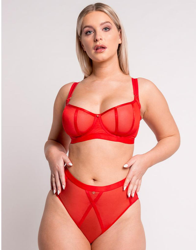 Scantilly Sheer Chic Balcony Bra Flame Red
