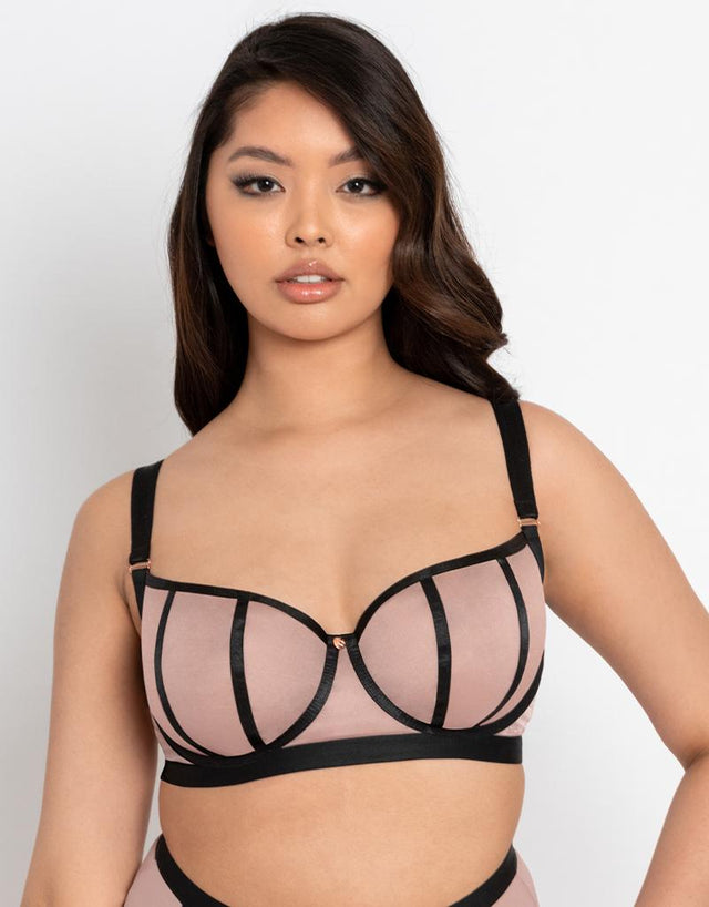 Scantilly Sheer Chic Balcony Bra Black/Mink