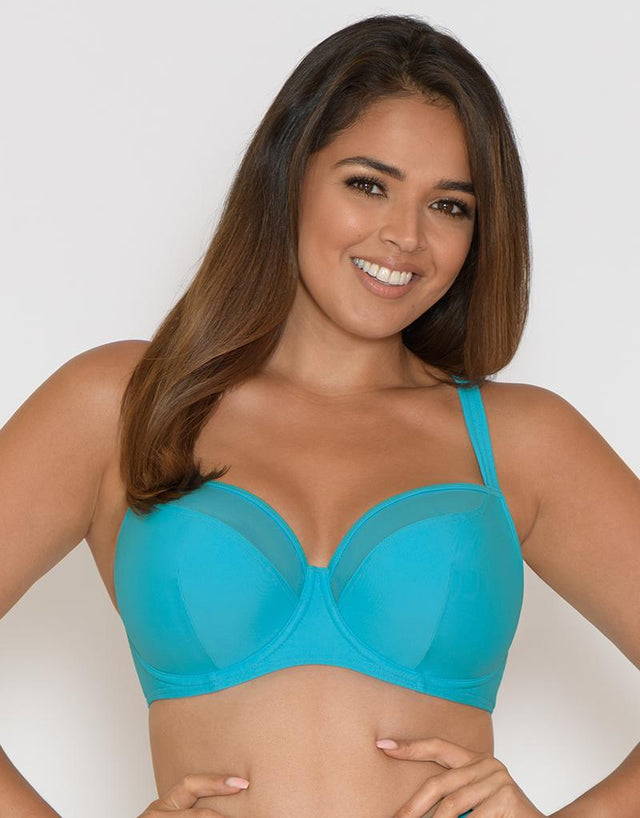 Curvy Kate Sheer Class Padded Balcony Bikini Top Turquoise