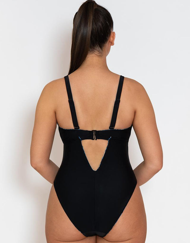 Curvy Kate Swim and Tonic Reversible Non Wired Swimsuit Black/ Snake