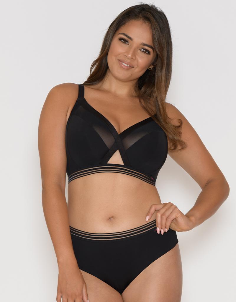 Curvy Kate Fuller Bust Twice The Fun reversible non wired lace trim bralette  in black and oxblood