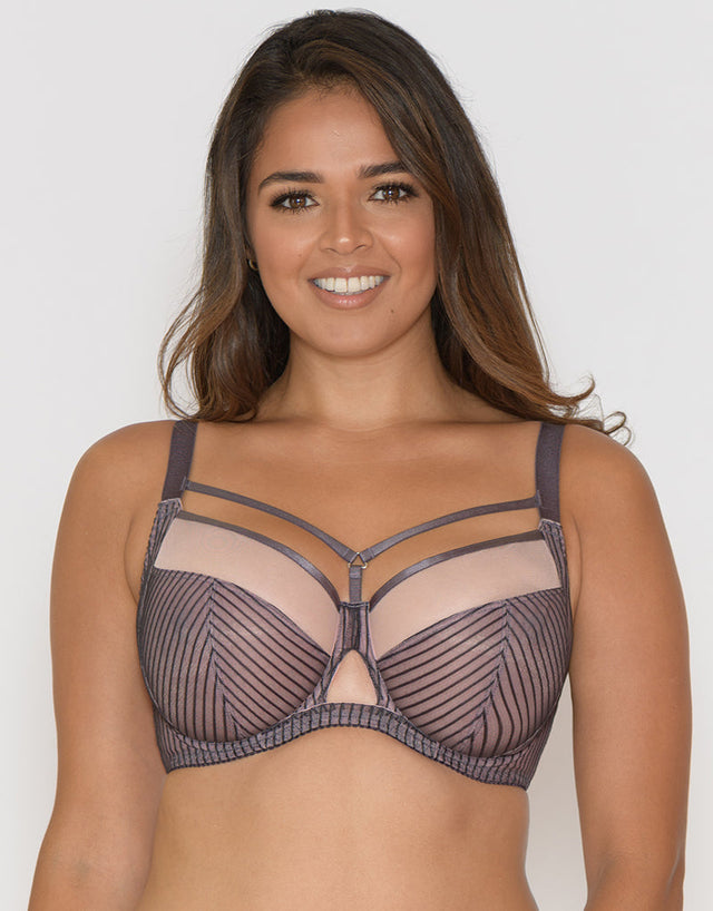 Curvy Kate Victory Pin-Up Balcony Bra Grey/Pink