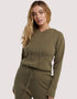 Wolf & Whistle Lounge Knitted Rib Cropped Hoodie Khaki